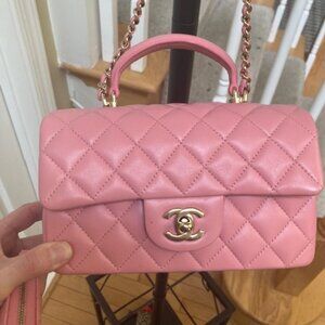 Chanel Pink Leather Small Quilted Lambskin Dynasty Flap Purse